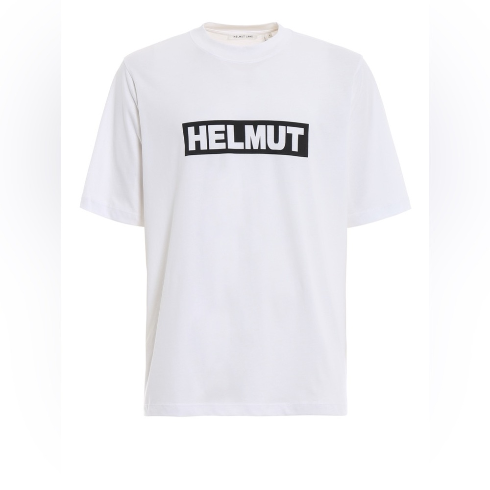 HELMUT LANG Logo lettering print white T-shirt